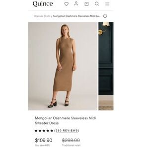 Quince Mongolian Cashmere Sleeveless Maxi Sweater Dress Brown STIEC01 Sz Medium